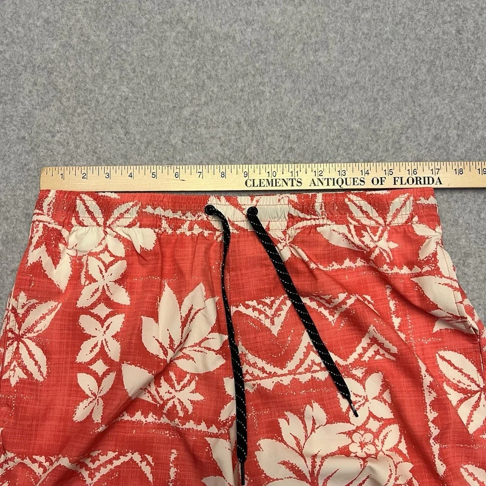 Quicksilver Swim Trucks Men Large Red AOP Geometric Floral Drawstring Surf Beach